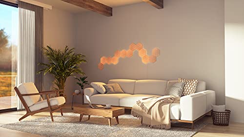Nanoleaf Elements Hexagon Starter Kit, 13 Wood Look LED Smart Light Panels - Dimmable & Modular Wi-Fi Wall Mood Lights, Works with Alexa Google Assistant Apple Homekit, for House Room Decor or Desk - Image 6
