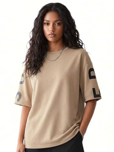 Image of ColorChakra Cotton Oversized Tshirt for Womens Down Shoulder Loose fit t-Shirt Women Baggy Style Oversize t-Shirt Korean fit