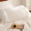 Jolusere White Ruffle Duvet Cover Queen Girls Shabby Chic Farmhouse Bedding Set 3Pcs 100% Washed Microfiber Duvet Cover Set Boho Vintage Ruffled Bedding with Zipper Closure & Corner Ties,2 Pillowcases #4