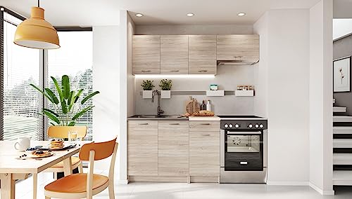 Genérico Muebles de Cocina Completa Color Madera Sonoma 120 y 180 cms Encimera incluida ref-26