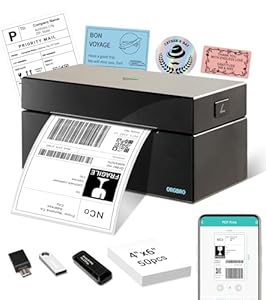 ORGBRO Shipping Label Printer Z1 Plus 4x6 Bluetooth Thermal Label Printer for Small Business, Postage, Address, Support iOS, Android, PC, Compatible with Shopify, eBay, Etsy, Evri, Black
