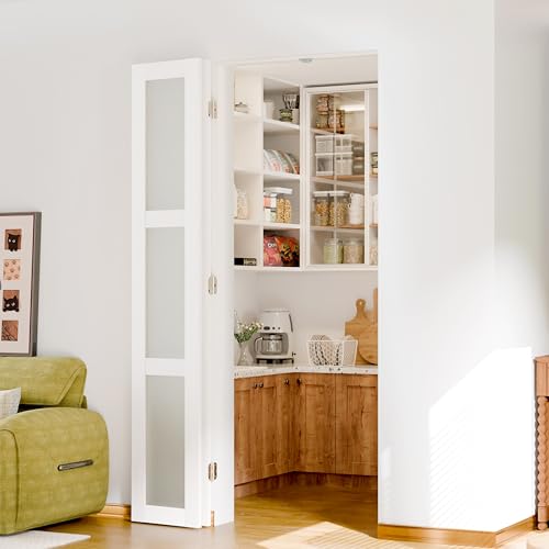 SOLRIG 180 Degree Bifold Door, for 30″x 80″Openings, White 3-Lite