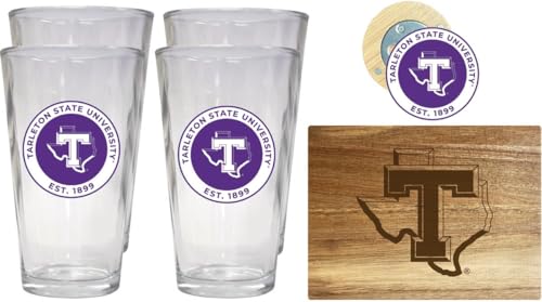 Pack cocina oficial con 4 vasos de vidrio y tabla