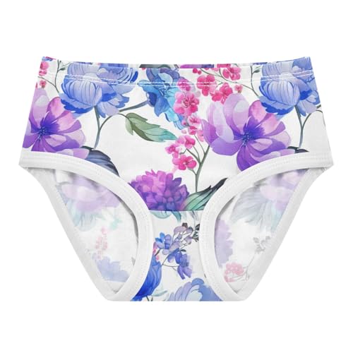 Joisal Toddler Girls Underwear 2t Cotton Cute Panties Girl Stylish Briefs Undies Kids Watercolor Flowers Purple Blue White