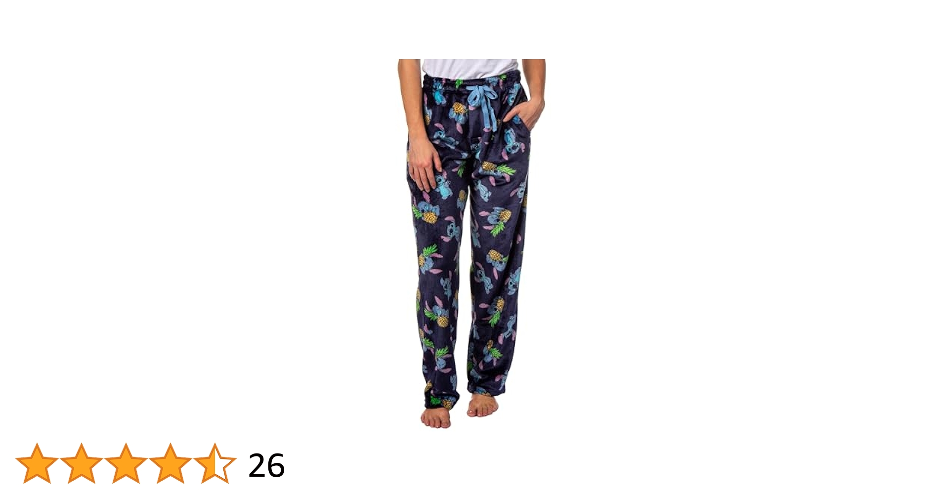 【NONCODE】Maki Color Matching Stitch Pants Disney Lilo and Stitch Pajama Pants Pineapple Women's Super