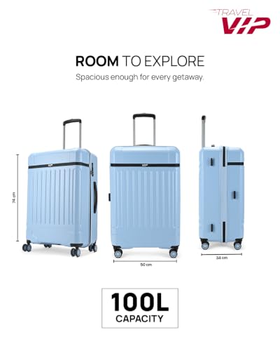 Image of VIP Bastion Large Polycarbonate Hard Case 8-Wheel Trolley Bag, Sky Blue