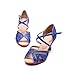 Fashion Ladies Dance Shoes Indoor Latin Tango Jazz Ballroom Dance Shoes Artificial Leather Dance Shoes Non- Slip Wear- Comfort Suitable for All Seasons (Color : Blue, Size : US8/EU39/UK6)