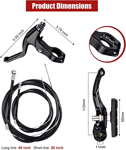 Leosportz Complete Cycle Brake Set - Front and Rear V Breaks with Pads, Brake Lever, and Cables | Compitable with Hybrid, Racer and Mountain Bikes (Compete Brake Set) 2 41svvb5U4AL