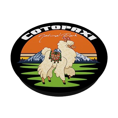 National Park Cotopaxi Ecuador Souvenir Llama in Nature PopSockets Swappable PopGrip, Black - Image 2
