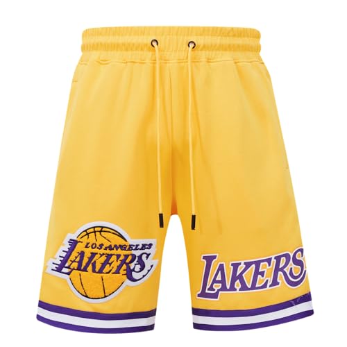 Pro Standard Mens NBA Los Angeles Lakers Classic Chenille Athletic Short Yellow