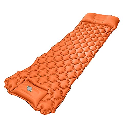 Jlong Camping Air Sleeping Pad Mat with Pillow, Inflatable Lightweight Backpacking Pad Durable Waterproof Air Mattress Compact Traveling Hiking Pad