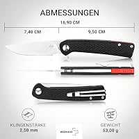 BÖKER PLUS Fire Ant Black - Premium Flipper Taschenmesser mit Detent Ball - leichtes Klappmesser 42a konform - EDC Messer mit Clip & Pinzette - Droppoint Faltmesser – Ansicht 3