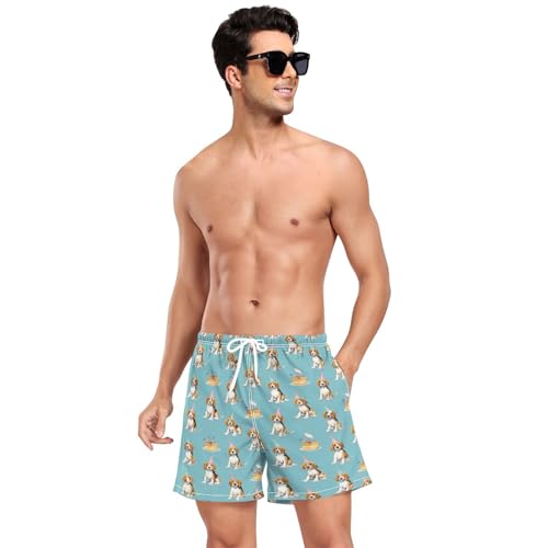 Birthday Cake Beagle Men's Swim Trunks with Liner Quick Dry Beach Shorts Swimwear Bathing Suit S-XXL3