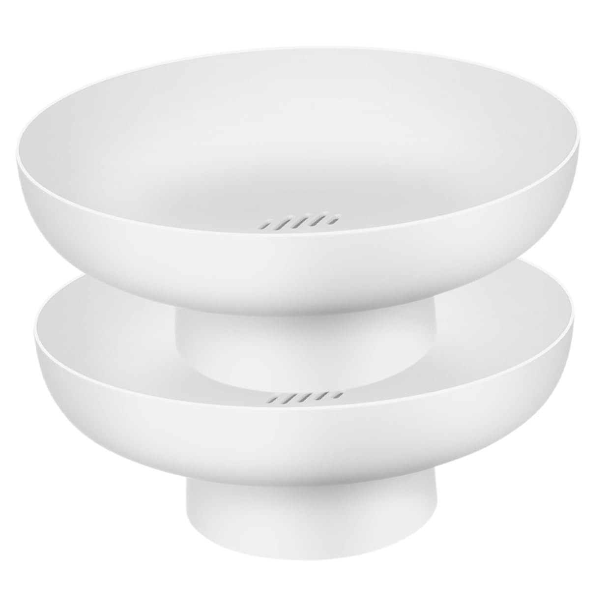 Set 2 Pezzi Fruttiera Rotonda Bianco in Pp, Portafrutta Multifunzionale Piedistallo, Contenitore Versatile per Dolci e Snack, per Famiglia e Centrotavola Moderno