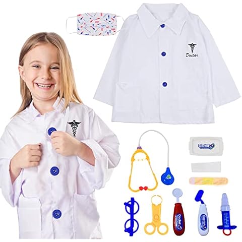 Kids Doctor Playset, Doctors Set for Kids Pretend Doctor Kit with Stethoscope and Coat,Toddler Doctor Roleplay Costume Dress-Up Costume Doctor Fancy Dress Up Playsets Cover