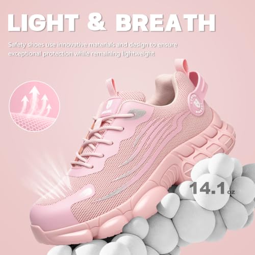 Image of Hogent Steel Toe Shoes for Men Women, Ultra Lightweight Premium Comfortable Work Sneakers, Puncture Proof Air Cushioned All‑Day Wear Safety Toe Shoes for Industrial Construction Warehouse Factory Work