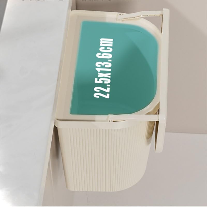 Muted Yellow Kitchen Wall Mounted Plastic Trash Can for Household Use