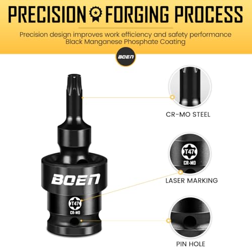 BOEN 8-Pieces Universal Torx Bit Driver Impact Socket - image 3