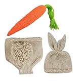 Tofficu Disfraz de Pascua para Recién Nacido 3 Piezas Gorro de Ganchillo y Pantalones, Accesorio Fotográfico para Ñiño, Traje para Sesión de Fotos de Cumpleaños y Primer Año