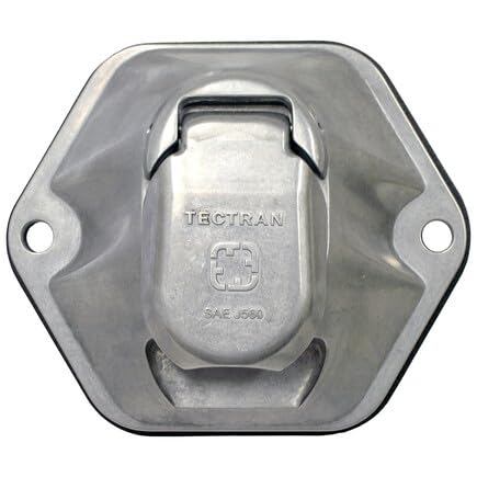 Image of Tectran 670-7220 Trailer Receptacle Socket 7 Way, Die Cast, with 20 Amp Breaker, Split Pin Type