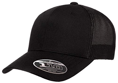 Flexfit Mens 110 Recycled Trucker Mesh Cap Hat Black OSFA