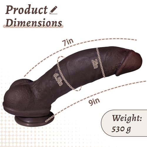 9 Inch Thick Realistic Black Dildo Soft Skin Like Feel Big Anal Toy - Image 2