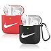 Produktbild Leosimp für AirPods 1&2 hülle Case, Cute Niedliche Weichem Silikon Schützende Air pods Haut, Ultraleicht Stoßfeste Kopfhörer hülle, Mode Schlüsselanhänger für Airpod (2er Pack)(Black+Red Right)
