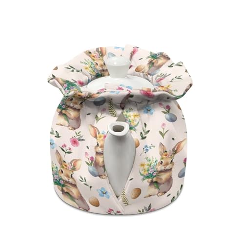 Image of Easter Tea Pot Cover Keep Tea Warm Bunny Insulation Teapot Cozies Machine Washable Kettle Cover Breakfast Warmer Home Decor for Kitchen Tea Party Table Decor