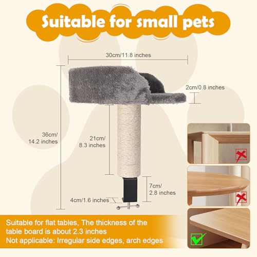 Hivexagon Katzen-Schreibtischbett mit Kratzsäule und weicher Plüschpolsterung. Ermöglicht Ihrer Katze, gemeinsam mit Ihnen zu Lernen und zu Arbeiten. Bis zu 4 kg belastbar
