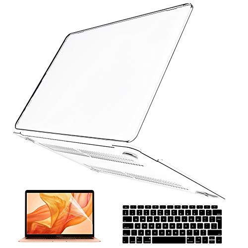 BELK Funda para MacBook Air 13 Pulgadas 2020 2019 2018 Modelo: A2179 A1932, Rígida Protecta de la Carcasa + Teclado Cubierta (EU Layout) + Protector de Pantalla, Claro Transparente