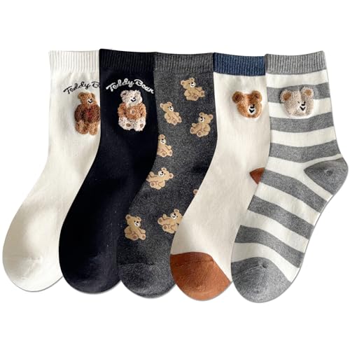 Image of IIG 5 Pairs Womens Novelty Cute Crew Socks Colorful Funny Ankle Socks Gifts for Womens Socks