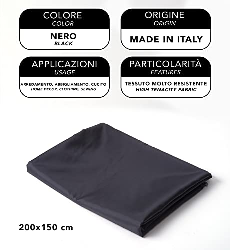 IPEA Futterstoff Stoff Schwarz - 200 cm x 150 cm - Made in Italy - Meterware zum Nähen, Kleidung, Futter, Jacken, Hosen, Röcke, Möbel, Kissen - Polyester Stoff zum Futter