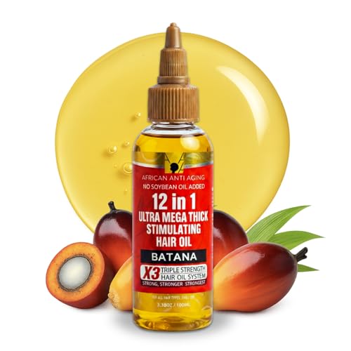 Batana &amp; Natural Oils Hair Growth Formula – 12-in-1 Triple Strength Scalp &amp; Hair Oil with Batana, Olive, Coconut &amp; Jojoba, Promotes Thickness, Shine &amp; Healthier Hair for Men &amp; Women, 3.38 fl oz