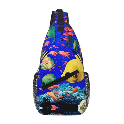 Sac poitrine léger pour homme avec sangle croisée et motif poissons marins