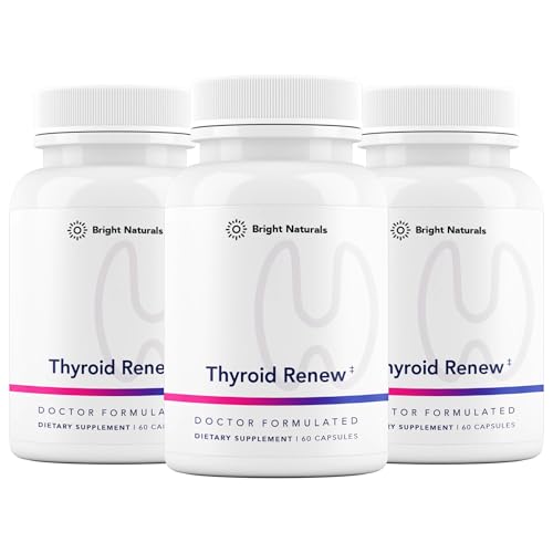 Bright Naturals Thyroid Renew Supplement - Thyroid Support for Women with Zinc, Selenium, Copper, Ashwagandha & L-Tyrosine - 180 Capsules