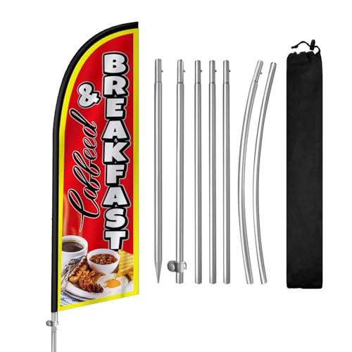 Drapeau publicitaire café pour entreprise avec mât en alu et piquet QSUM