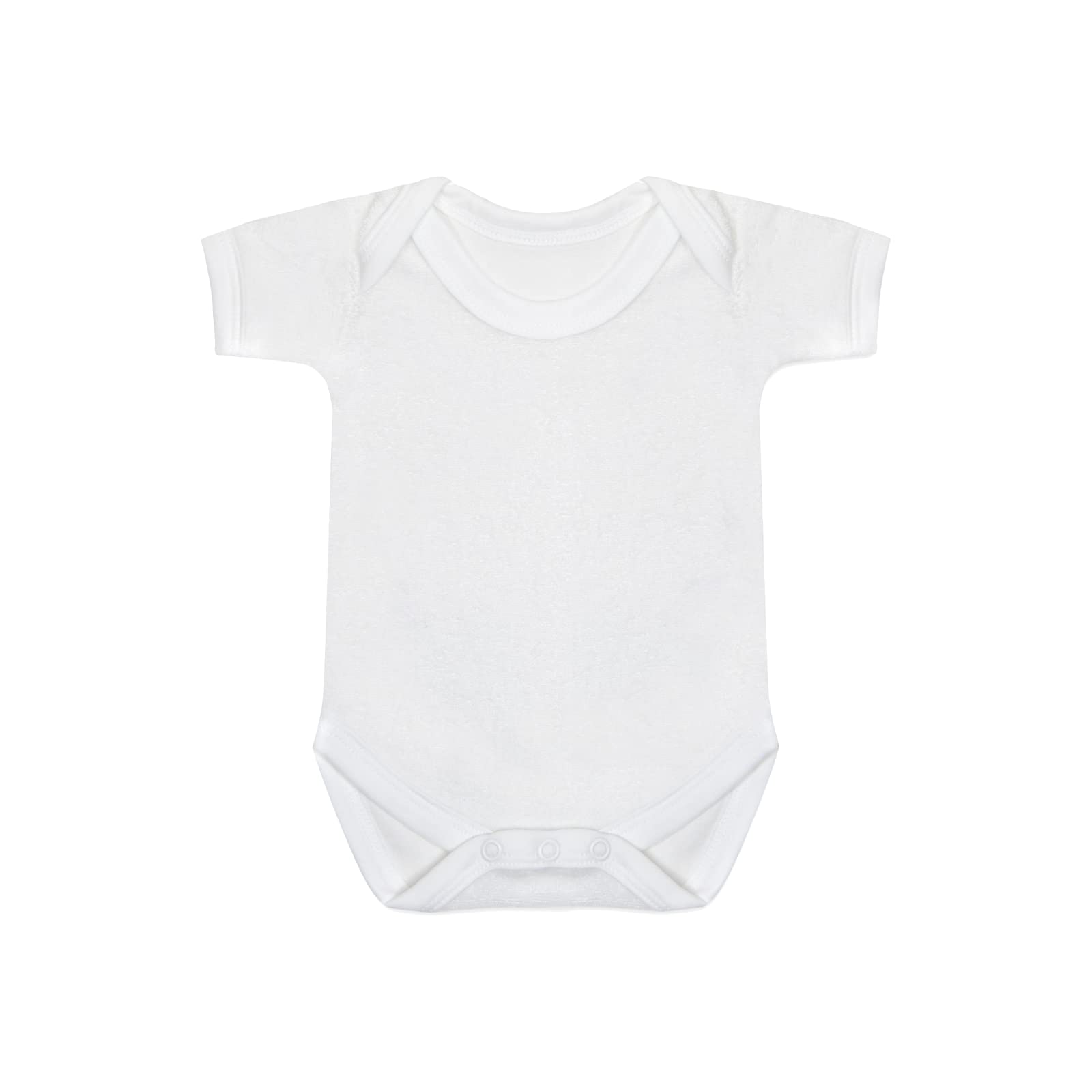 Baby White Terry Towelling Bodysuit Vest Cotton Rich Tiny Baby to 12 Months, British Made White Newborn