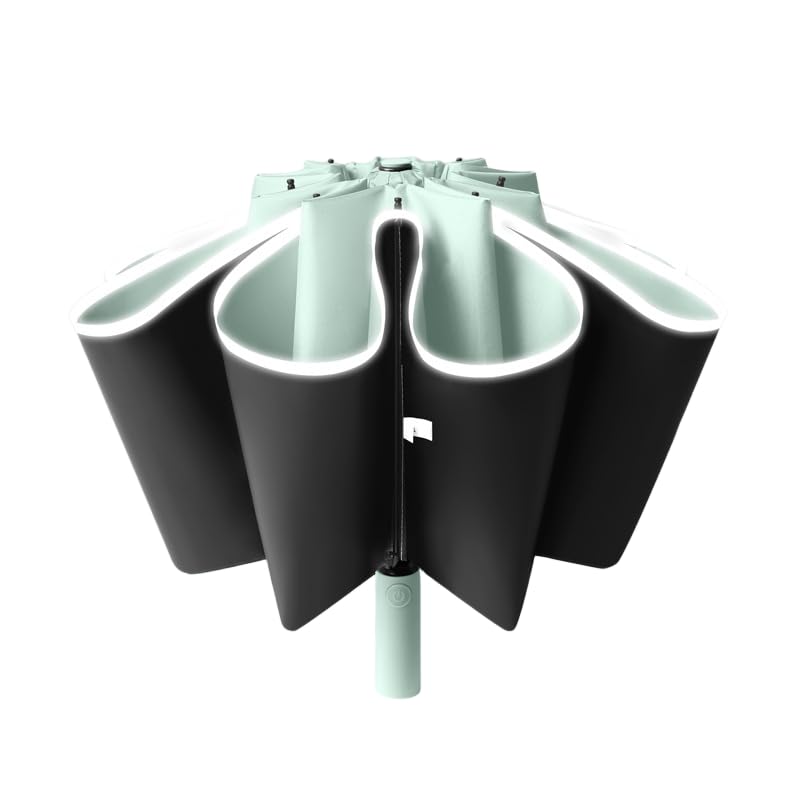 erised's bifrostTravel Folding Inverted Reverse Umbrella Compact Windproof/Waterproof Auto Open/Close,10 * 2 Ribs Portable Golf Parasol,Outdoor Rain/Sun/99 UV Protection/UPF 50 UV Blocker, Green