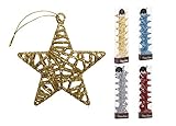 Christmas Traditions 4 inch Gold Glittered Rattan Star Ornaments Hanging Tree/ X'Mas Gifts/ X'Mas Ta
