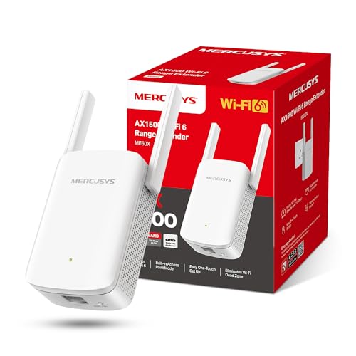 MERCUSYS ME60X WiFi 6 AX1500Mbps Extender and Internet Booster, Gigabit Ethernet Port, TP-Link WiFi Extender, WiFi Booster Range Extender, EasyMesh, Access Point, Repeater, Easy Setup, New Version