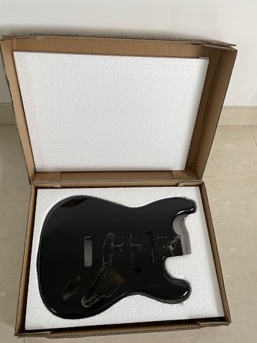 Unfinished Handcrafted Guitar Body Alder wood Electric Guitar Body DIY Parts Guitar Barrel Replacement Parts for ST Style Guitars Black Glossy.