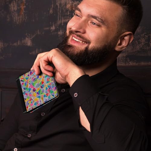Bunch Of Triangles Cute Slim Bifold Wallet for Men Stylish Front Pocket Purse with Card Holder Slots4
