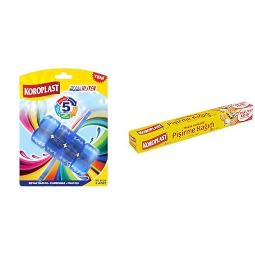Koroplast 5 Etkili WC Blok 2'li (YENİ) ve Koroplast Hazır Kesilmiş 16 Adet Pişirme Kağıdı (1 x 16 Adet)