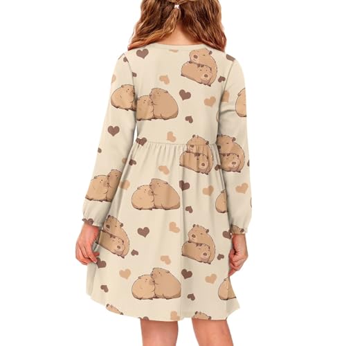 Dress for Girls Fall Comfy Cute Graphic Flowy Swing Dresses Casual Long Sleeve Elegant Party Midi Button Down Deress2