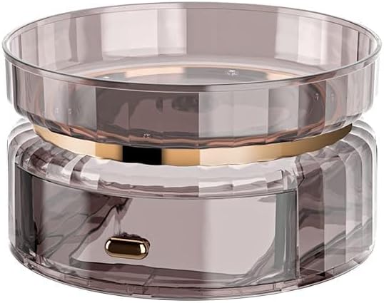 Miniatura 2 de GORET Organizador de maquillaje con rotación de 360, soporte de maquillaje giratorio con cajón de gran capacidad para tocador, baño, perfume, lápiz