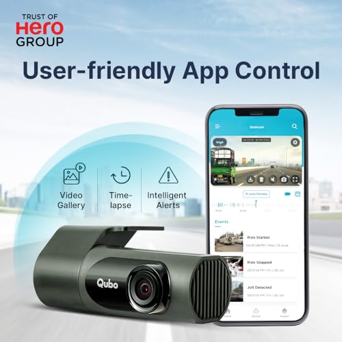 Image of Qubo Car Dashcam Pro X by Hero Group | 3MP 1296P FHD+ Camera | NightPulse Vision | Wide-Angle FOV | Supercapacitor | Built-in Wi-Fi, Mic | App Control | G-Sensor | Up to 1TB Storage | (Alpine Green)