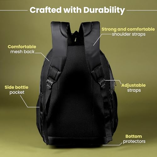 Image of GadgetBite Blaze Laptop Bag 28 Ltrs Large 4 Compartment Laptop Backpack Travelling Bag for Men and Women College Travel Bag Durable Leather Office Bag with Organizer Pocket & Bottle Pockets - Black
