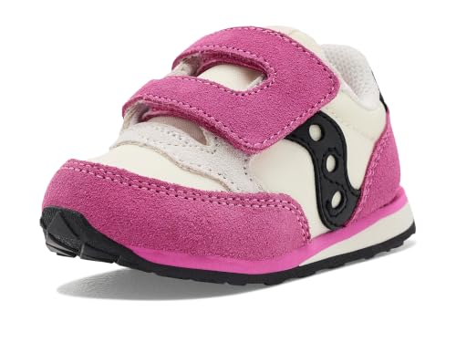 Image of Saucony, Unisex Kid's, Originals Jazz Hook & Loop Sneaker (Toddler /Little Kid), Ivory /Pink, 9.5-Medium, Toddler