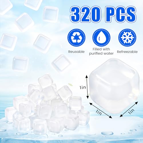 320 Cubos de Hielo Reutilizables de Plástico Transparente miniatura 2