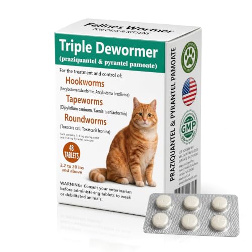 Amortopet Pet Dewormer Tablets - Triple Dewormer with Pyrantel Pamoate